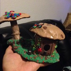Polymer clay decorated fairy house
